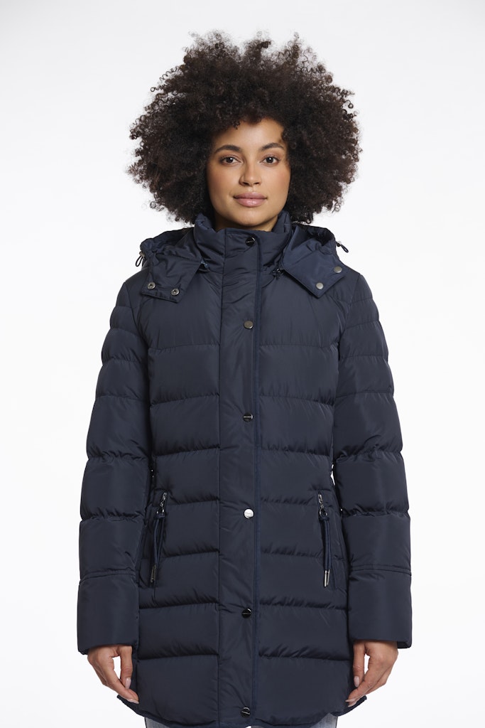 Padded Coat With Detachable Hood - Navy