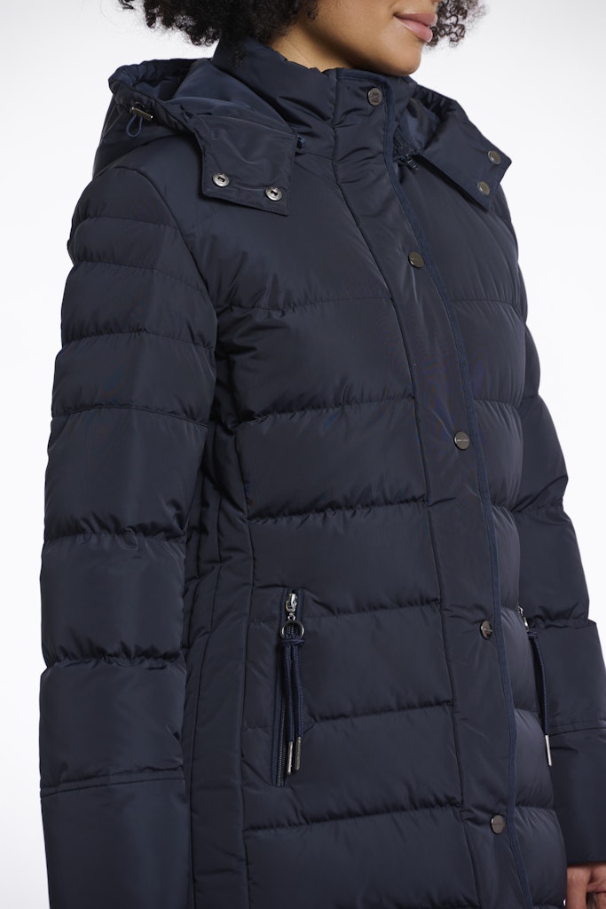Padded Coat With Detachable Hood - Navy
