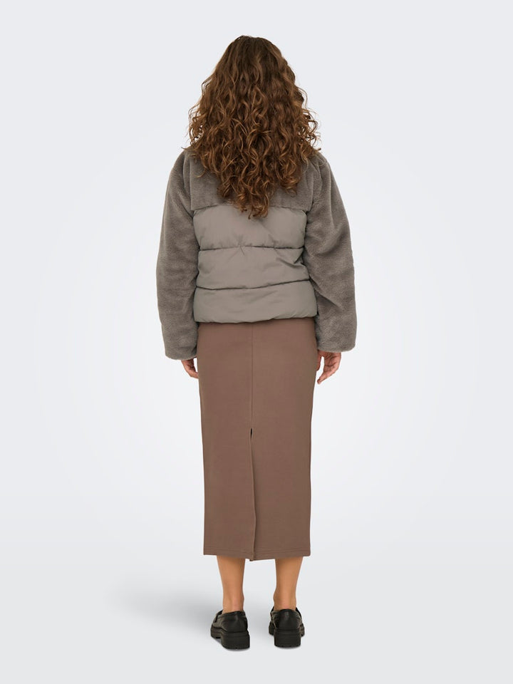 Onlwanja Fur Puffer Mix Jacket Noos Otw - Taupe