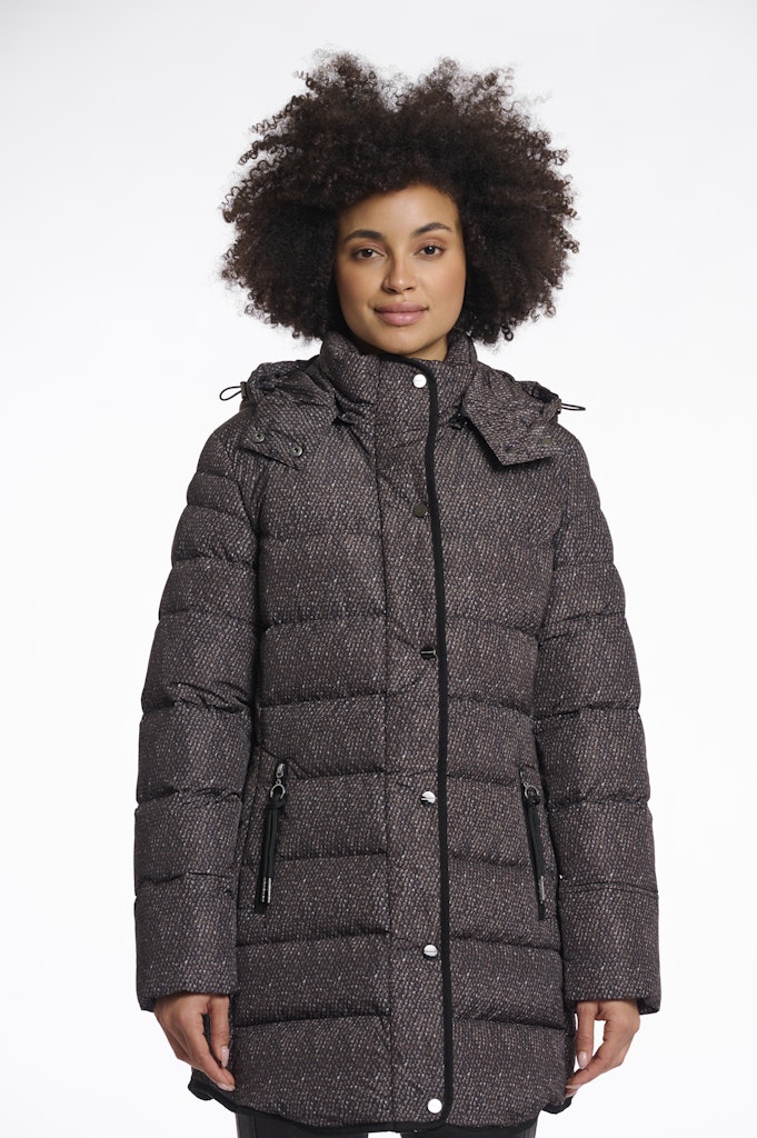 Padded Coat With Detachable Hood - Bruin Dessin