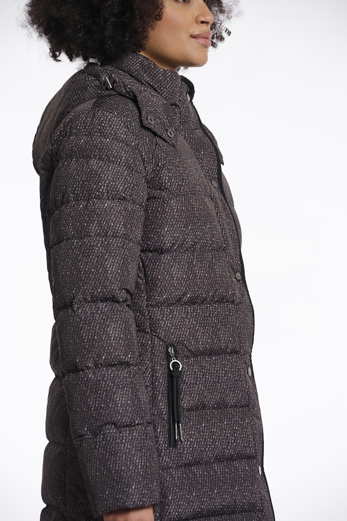 Padded Coat With Detachable Hood - Bruin Dessin