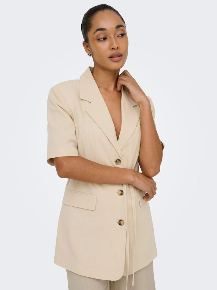 Jdynaomi Linen S/s Belt Blazer Tlr - Zand