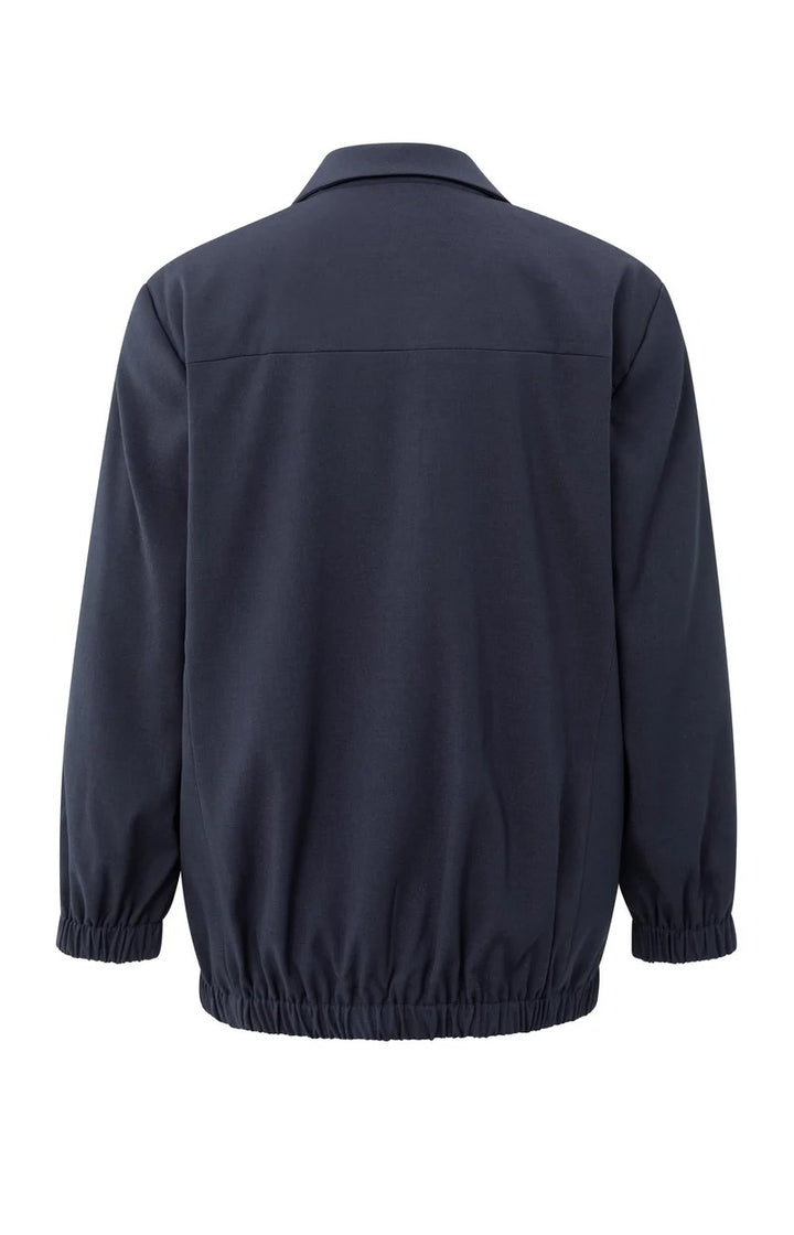 Woven Loose Fit Blazer With Bo - Rafblauw