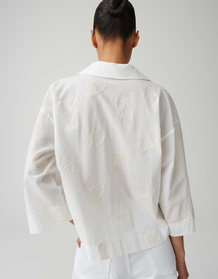 Opus blouse l/m ecru dessin – dames