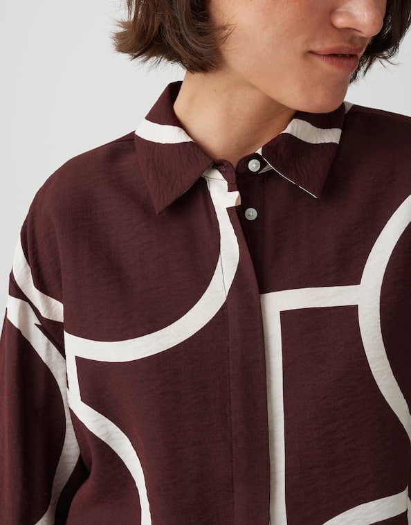 Opus blouse l/m dames rood dessin – Fordoa atelier