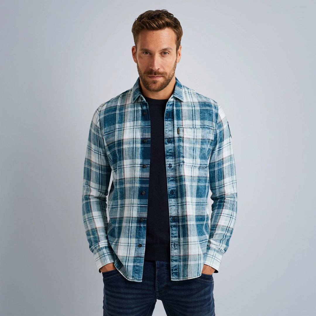 PME-Legend overhemd l/m heren blauw dessin