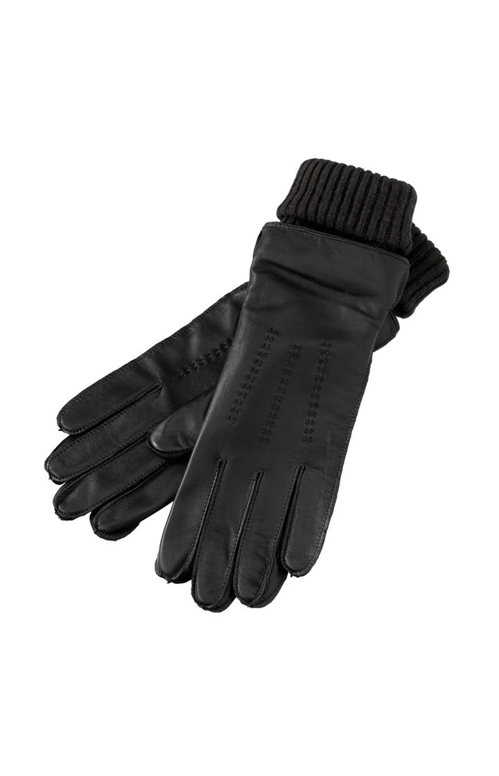 Leather Gloves With Subtle Stitching - Zwart