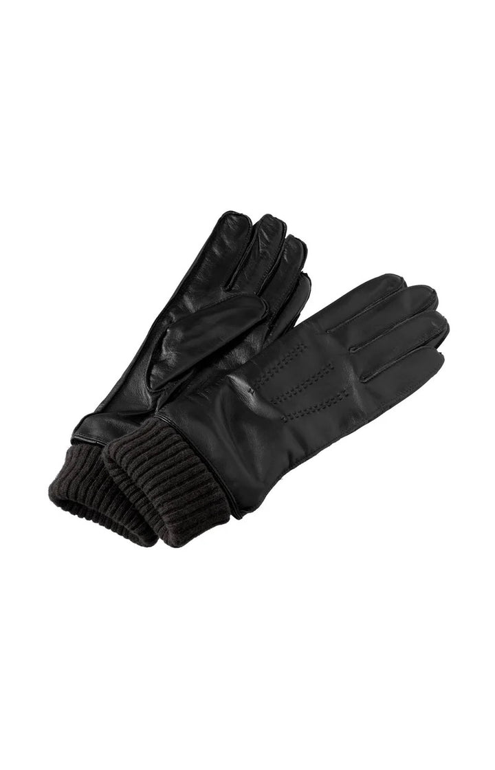 Leather Gloves With Subtle Stitching - Zwart