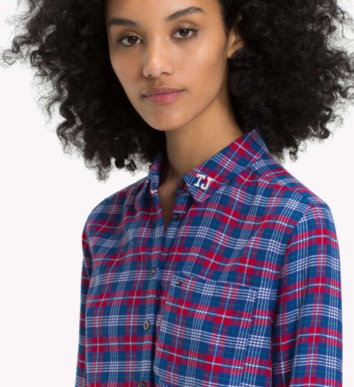 Opus Flaria blouse l/m dames blauw dessin