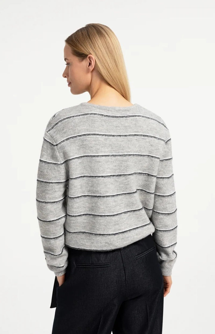 YAYA Women 01-010168-609 vest gebreid dames grijs dessin
