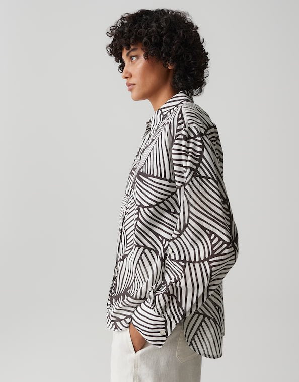 Opus Felora blouse l/m dames bruin dessin