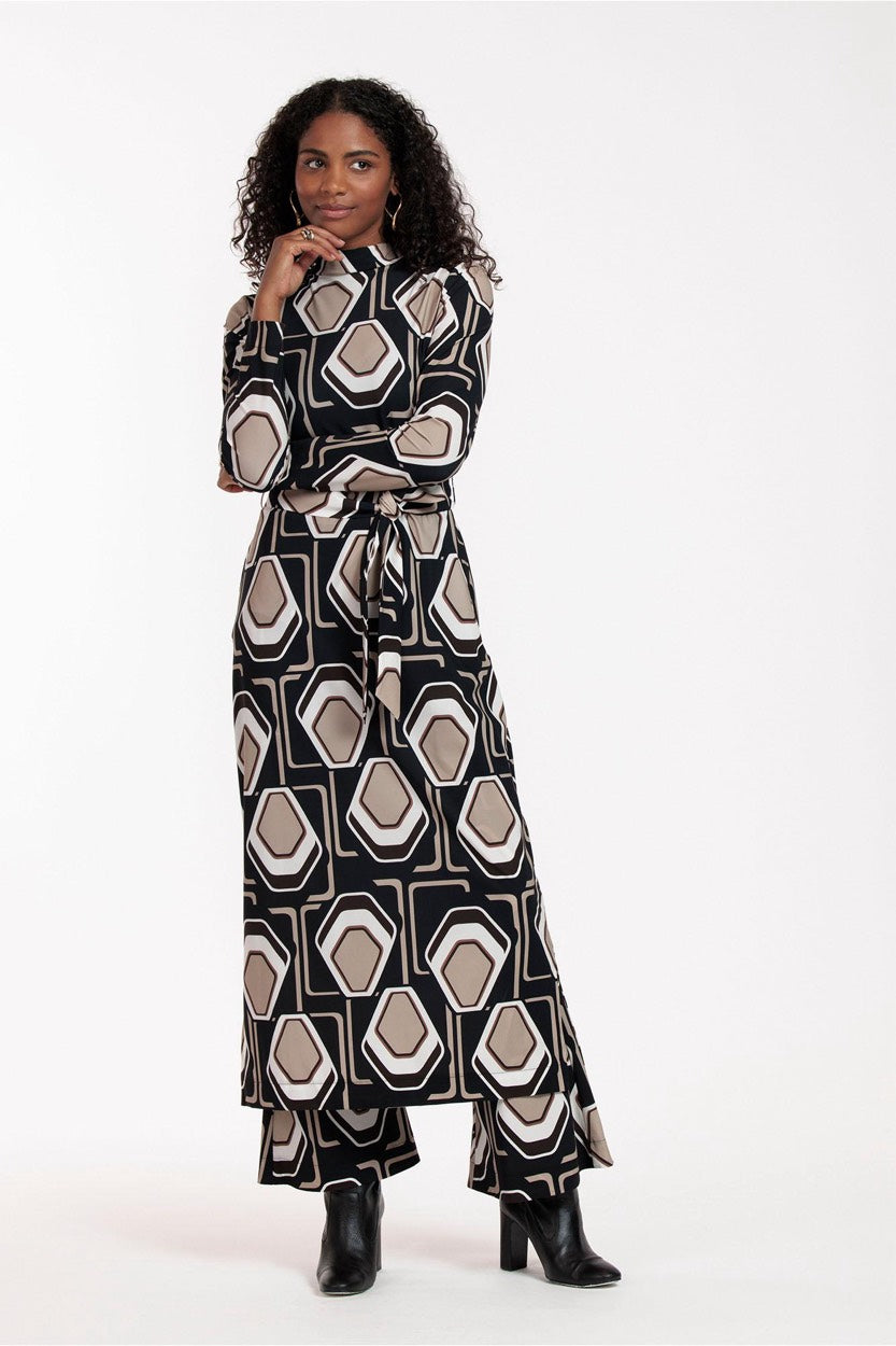 Studio Anneloes 12141 Wendi jurk midi dames – zwart dessin