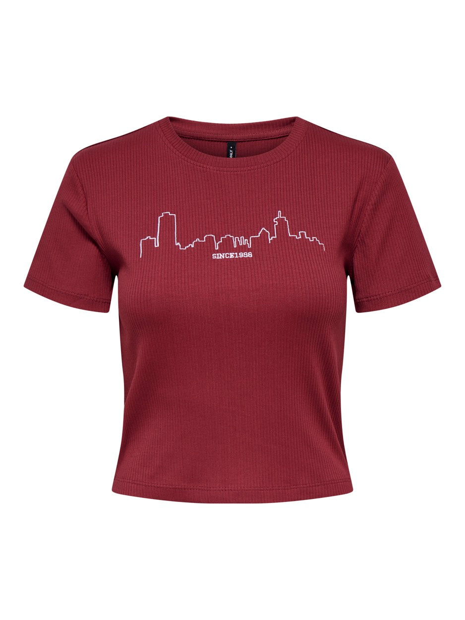 Only Vela t-shirt bordeaux – dames