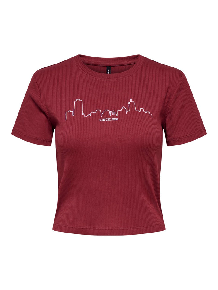 Only Vela t-shirt bordeaux – dames