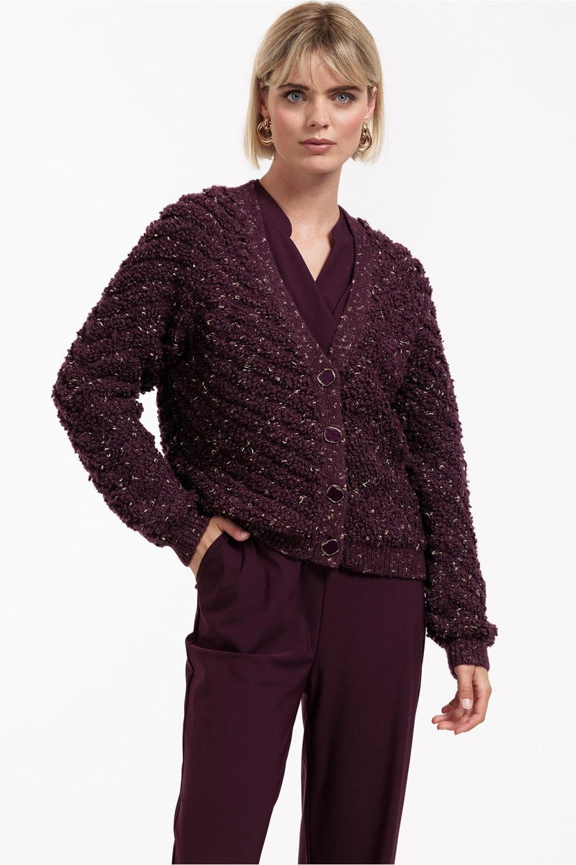 Studio Anneloes 12026 Iris vest gebreid aubergine – dames