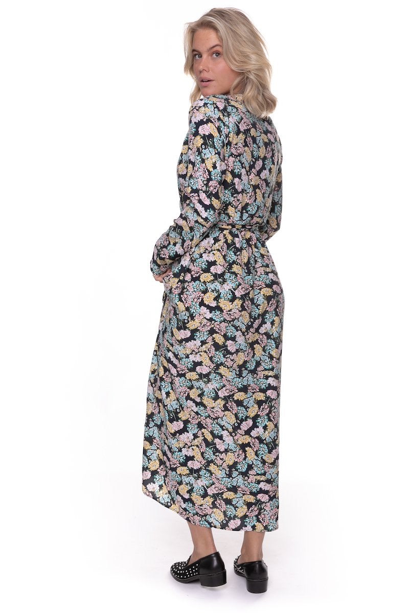 Colourful Rebel 9020 Maya flower mini wrap dre – dames jurk - Zwart Dessin