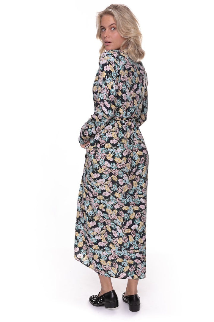Colourful Rebel 9020 Maya flower mini wrap dre – dames jurk - Zwart Dessin