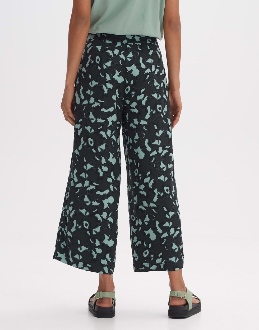 Opus Misha floral lange broek dames – groen dessin