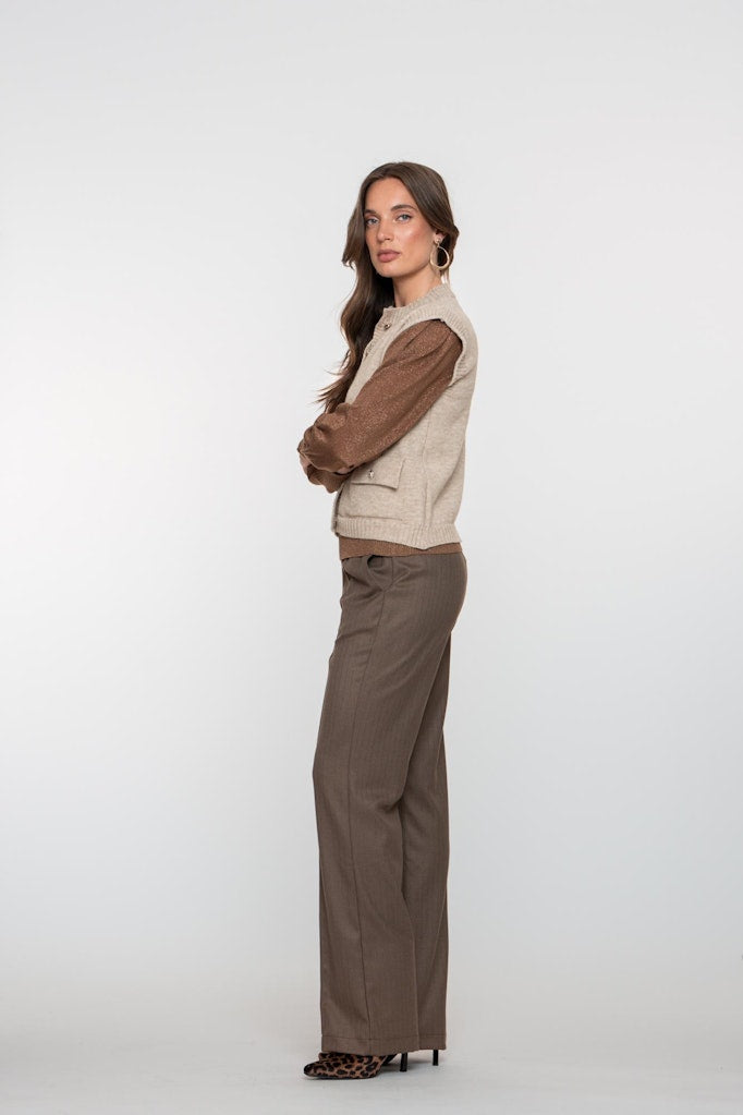 Geisha dames lange broek bruin dessin – dames