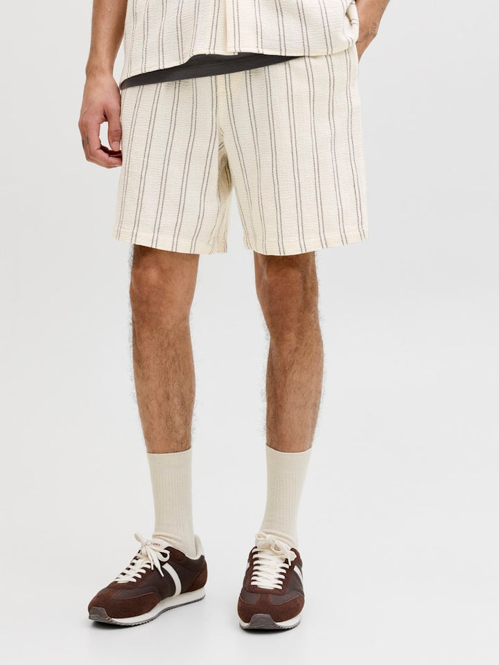 Jpstjaiden Coba Stripe Jog Shorts Reg Sn - Ecru Dessin