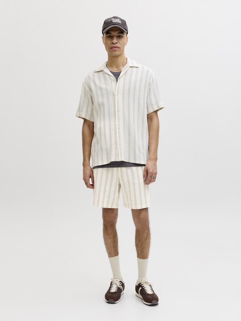Jpstjaiden Coba Stripe Jog Shorts Reg Sn - Ecru Dessin