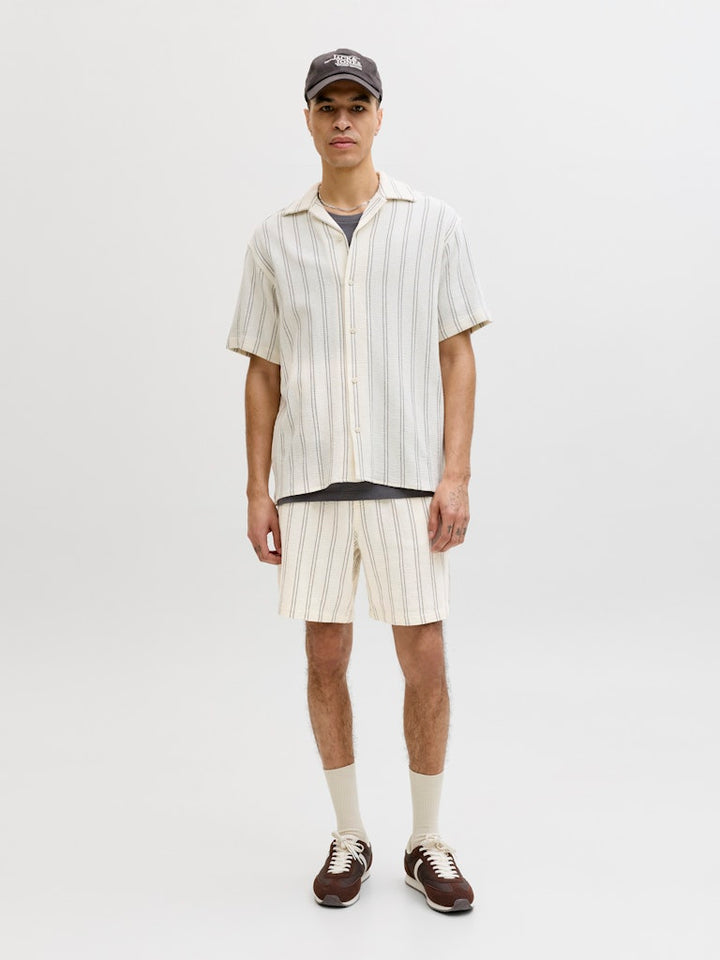 Jpstjaiden Coba Stripe Jog Shorts Reg Sn - Ecru Dessin