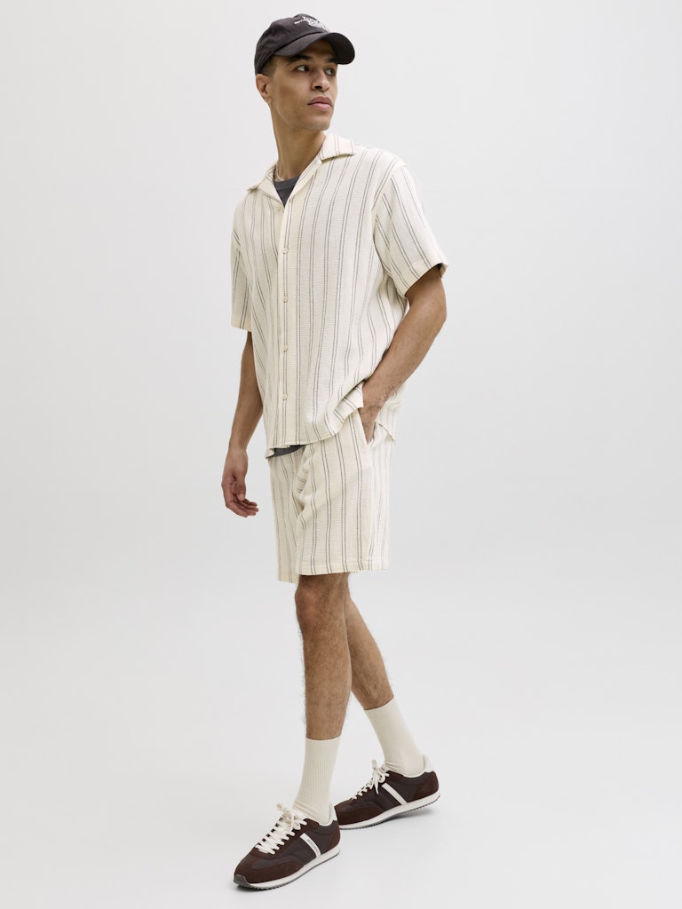 Jpstjaiden Coba Stripe Jog Shorts Reg Sn - Ecru Dessin