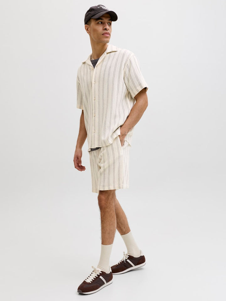 Jpstjaiden Coba Stripe Jog Shorts Reg Sn - Ecru Dessin