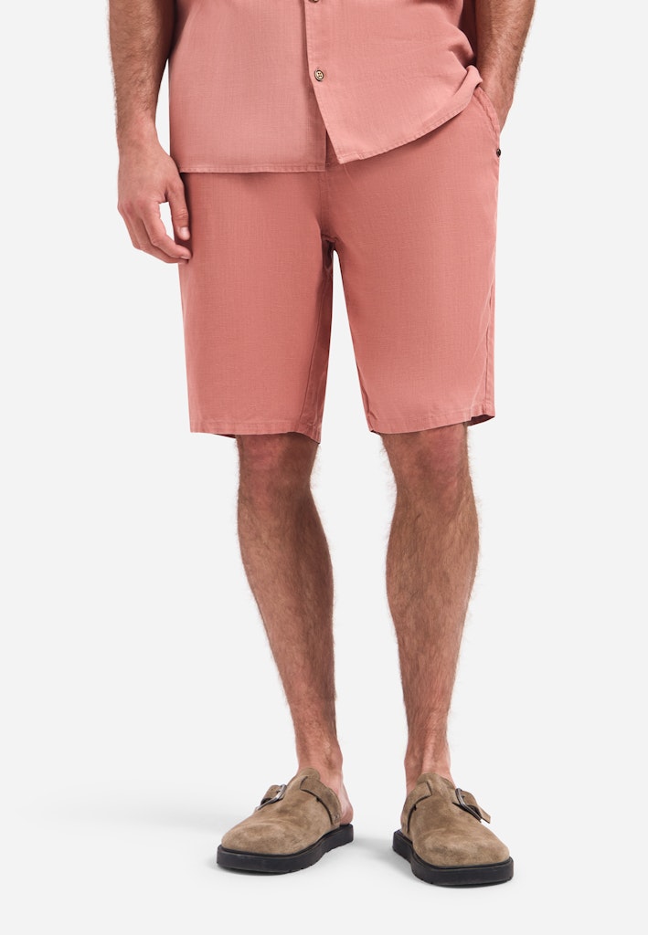 Short Chino With Linen, Garment Dyed - Oud Roze