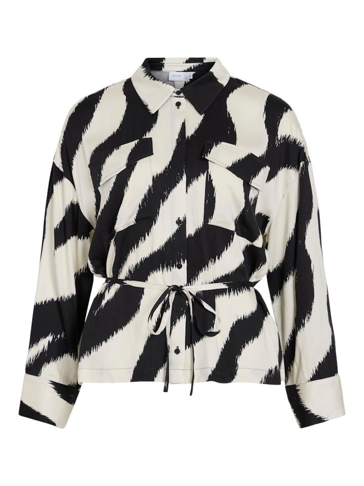 Vila Emmeline blouse l/m zwart dessin – dames