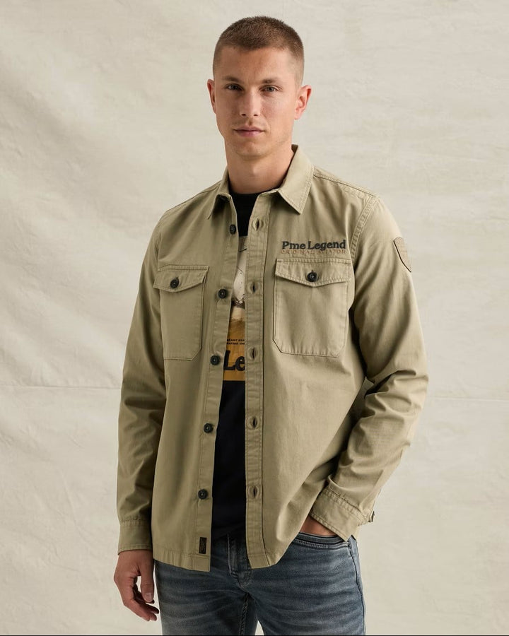 PME-Legend overhemd l/m licht bruin – heren - Olijf