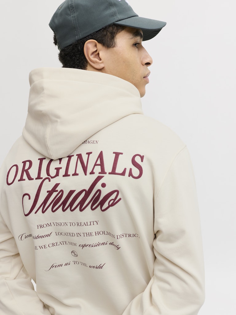 Jornorrebro Typo Back Sweat Hood Sn - Ecru