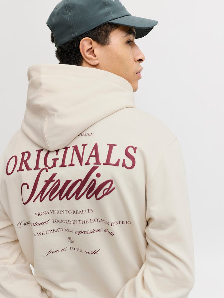 Jornorrebro Typo Back Sweat Hood Sn - Ecru