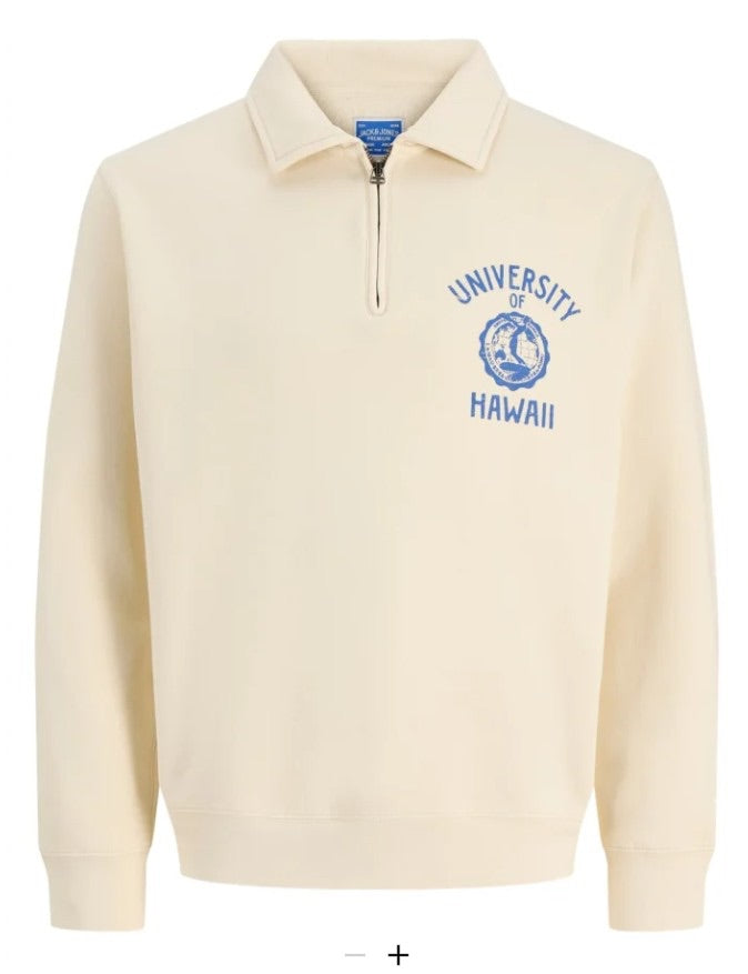 Jprbluaiden Half Zip Sweat - Ecru