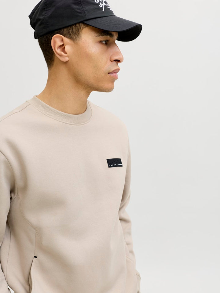 Jcofusion Sweat Badge Crew Neck - Zand