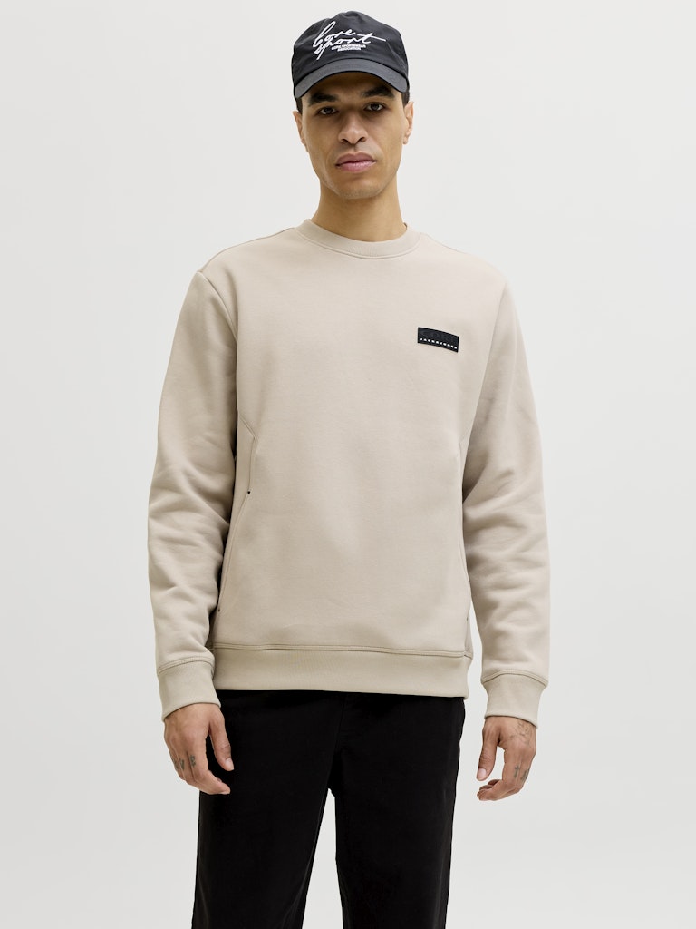 Jcofusion Sweat Badge Crew Neck - Zand