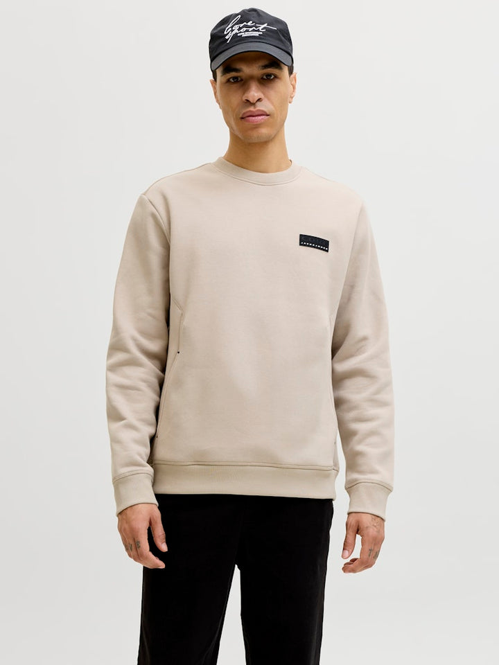 Jcofusion Sweat Badge Crew Neck - Zand