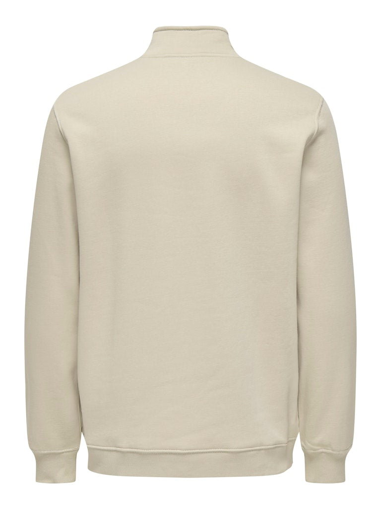 Onscurated Reg Half Zip Sweat - Beige