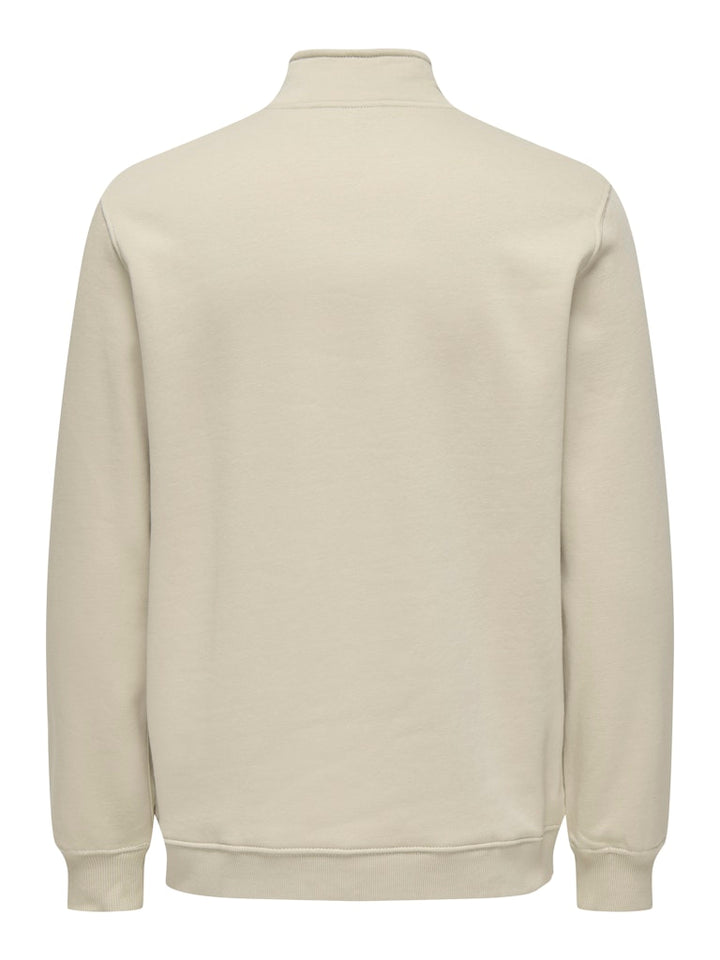Onscurated Reg Half Zip Sweat - Beige