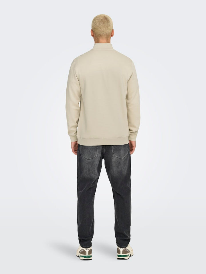 Onscurated Reg Half Zip Sweat - Beige