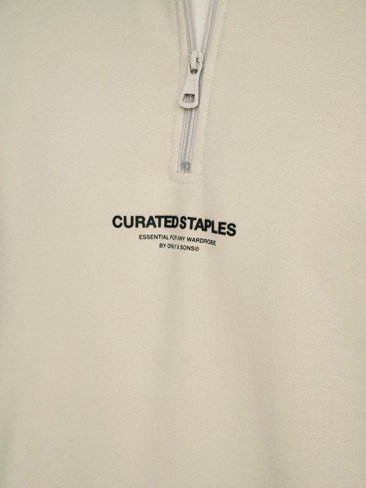 Onscurated Reg Half Zip Sweat - Beige