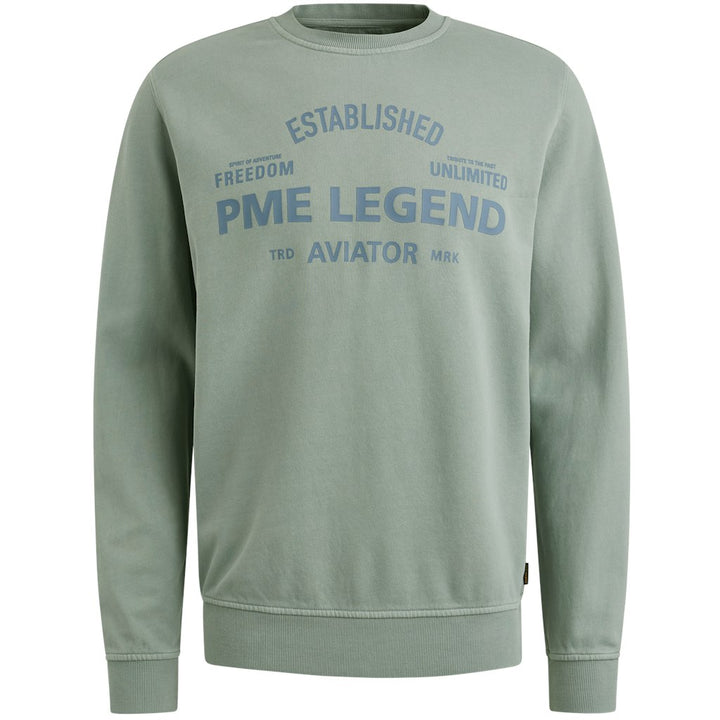 Crewneck Terry Garment Dyed - Olijf
