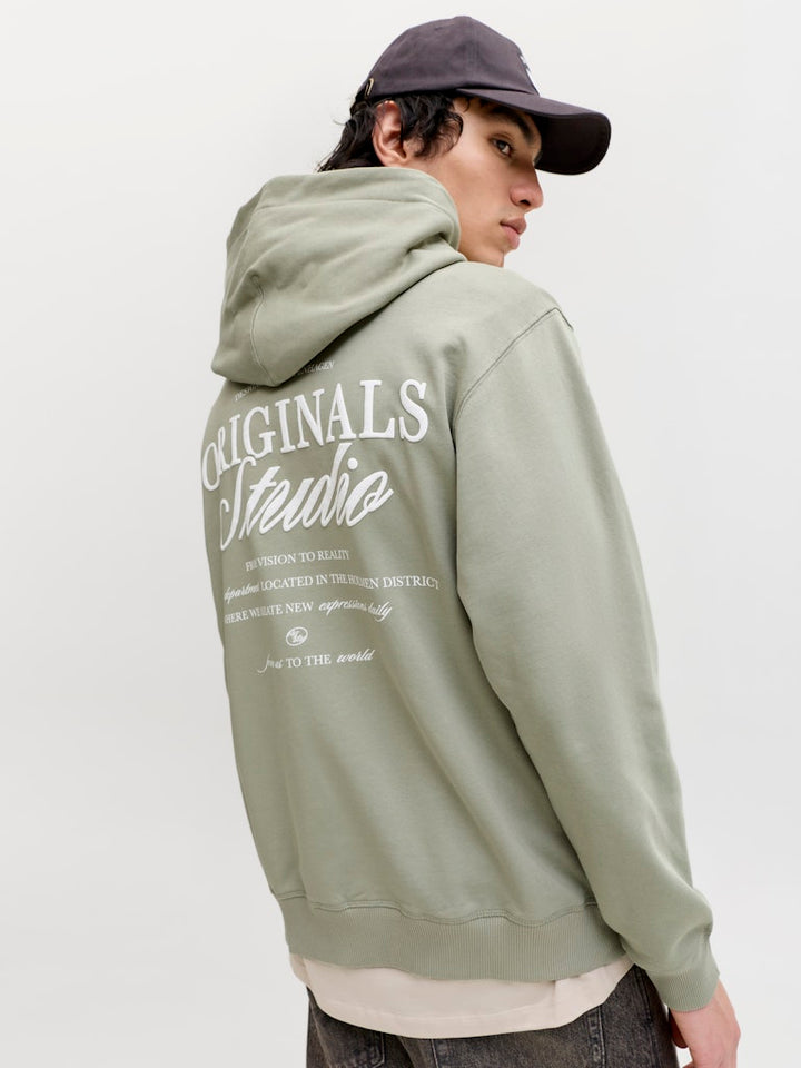 Jornorrebro Typo Back Sweat Hood Sn - Olijf