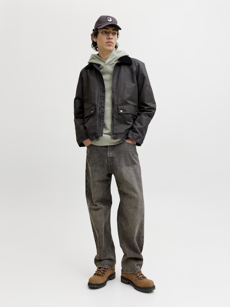 Jornorrebro Typo Back Sweat Hood Sn - Olijf