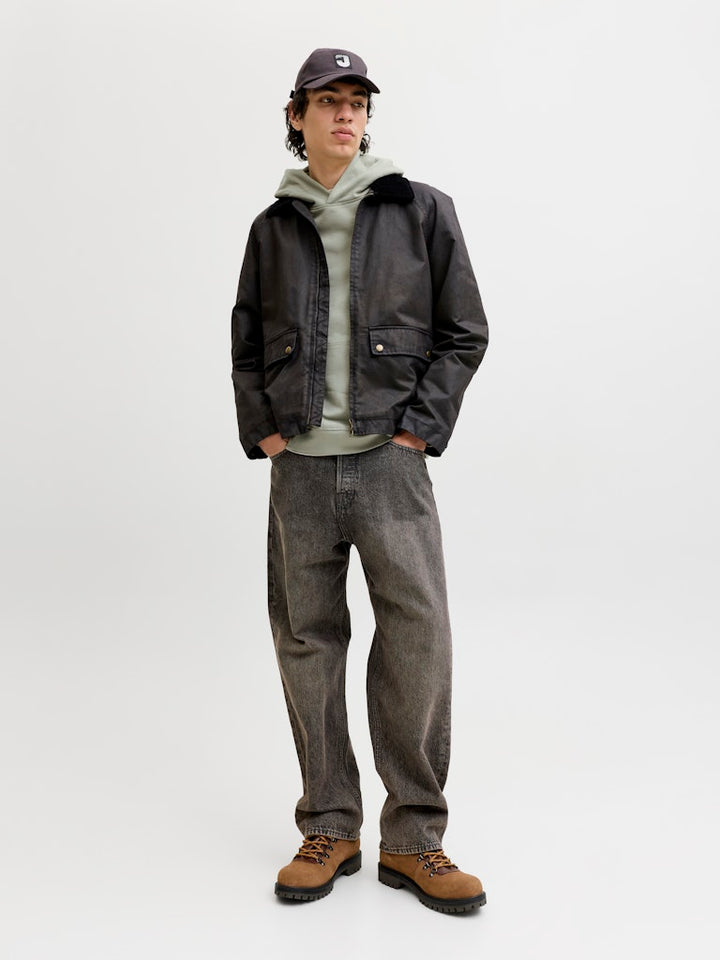 Jornorrebro Typo Back Sweat Hood Sn - Olijf