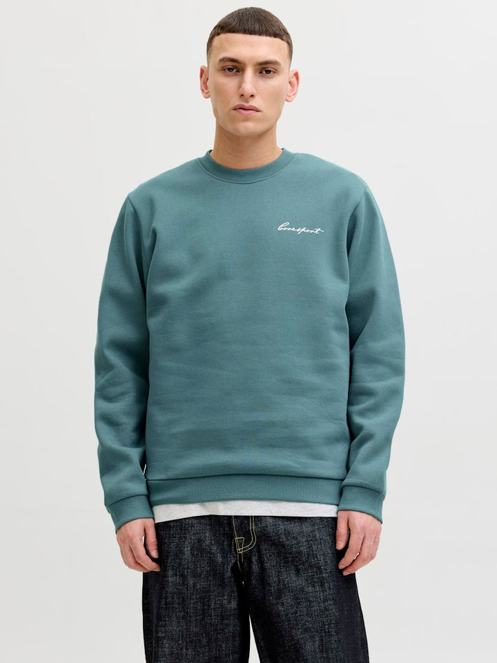 Jcodust Script Sweat Crew Neck - Esmerald