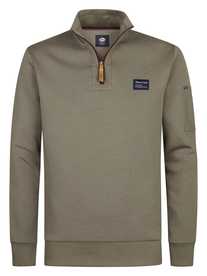 Men Sweater Collar Zip - Army