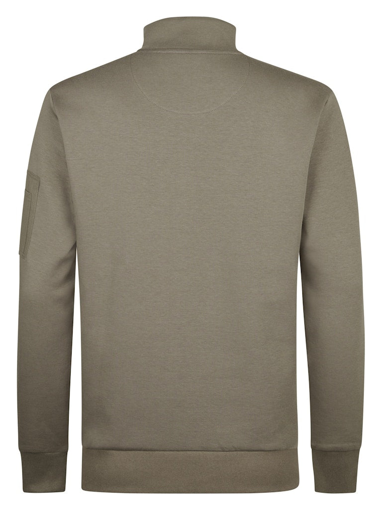 Men Sweater Collar Zip - Army