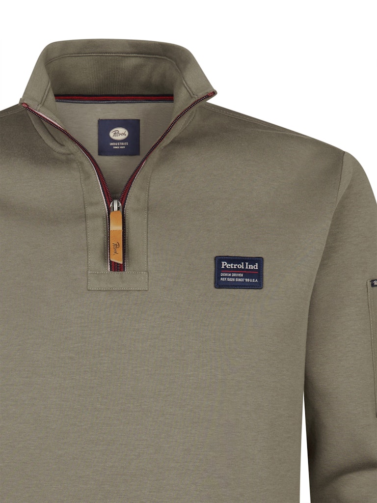 Men Sweater Collar Zip - Army