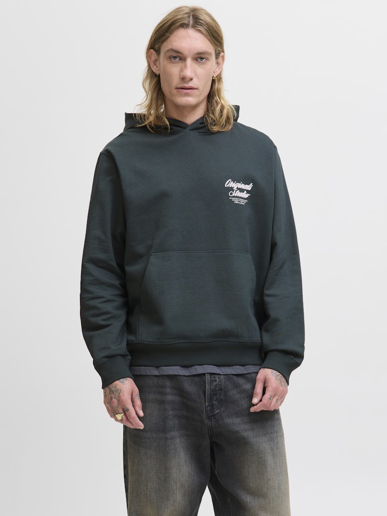 Jornorrebro Typo Back Sweat Hood Sn - Donkergroen